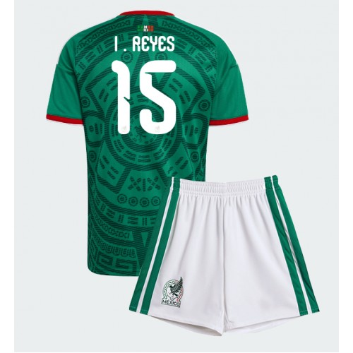 Stroje piłkarskie Meksyk Israel Reyes #15 Koszulka Podstawowej dla dzieci MŚ 2026 Krótki Rękaw (+ szorty)